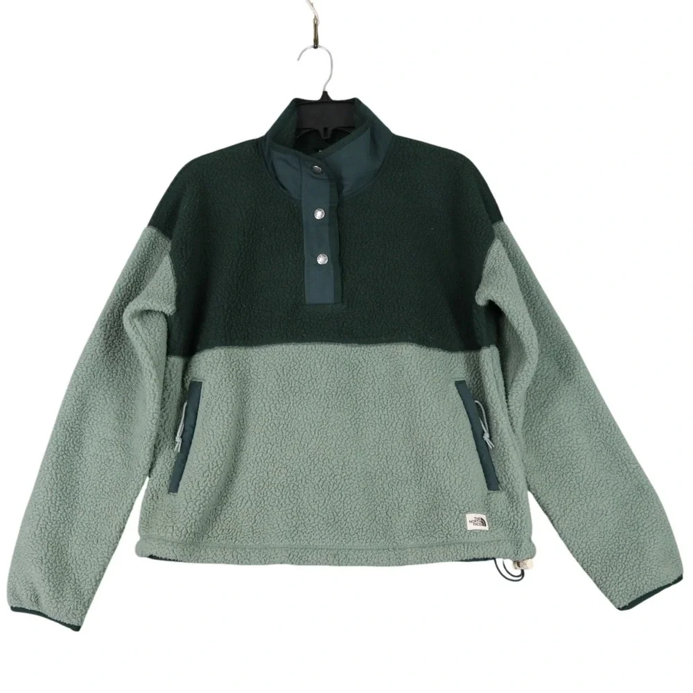North Face Fleece Pullover Womens S Sherpa Snap Neck Colorblock Outdoor Hiking